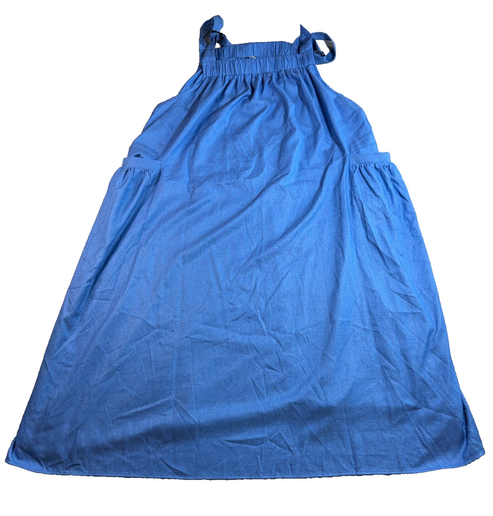 BloomChic Plus Size 2X Blue Maxi Sundress Tie Strap Oversized Pockets Boho